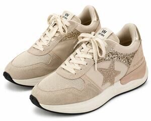 Vintage Havana Run Nude Glitter Star Sneakers Women's 8.5 Platform